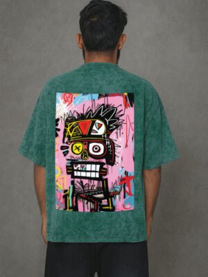 Neon Graff Skull Oversized Tee