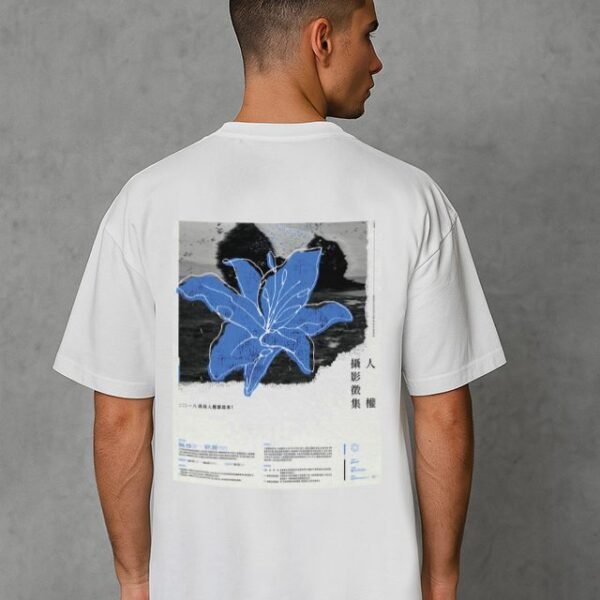 BLUE BLOOM FLOWER OVERSIZE  T-SHIRT